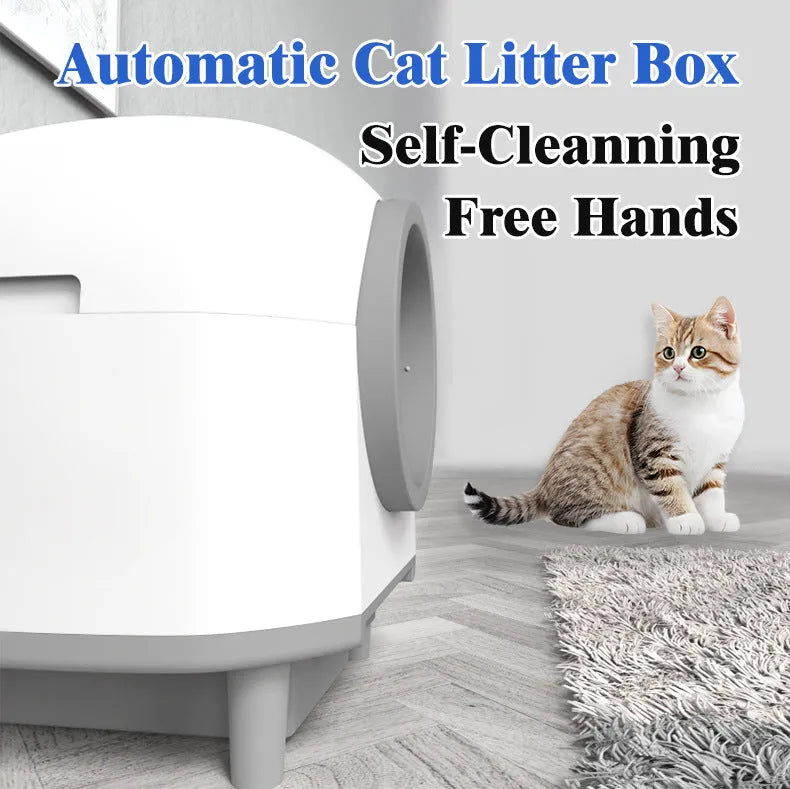 White automatic enclosed litter box for cats up to 10kg with ABS plastic housing
