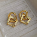 Geometric circle pendant earrings with retro style in gold or silver electroplated finish