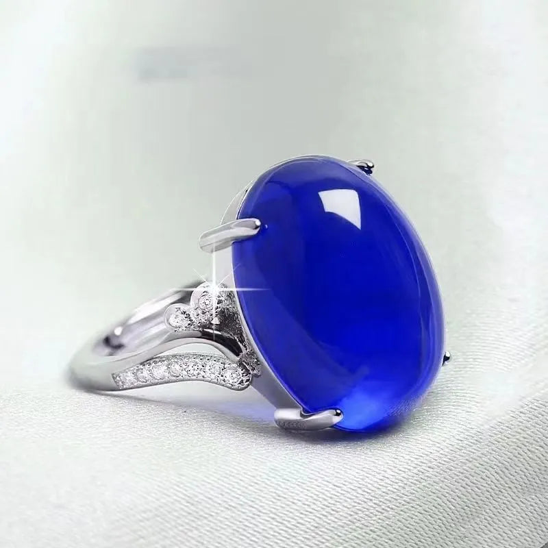 Adjustable natural sapphire ring with geometric ethnic design in five colour options