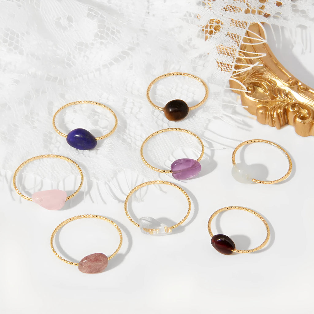 Women's geometric agate ring with coloured stone in original niche design