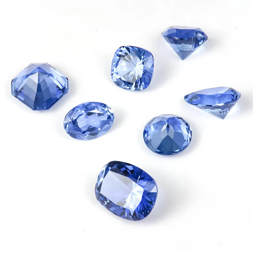 Royal blue Love Shaped Tiara Cultivate gemstone showing cutting process and colour
