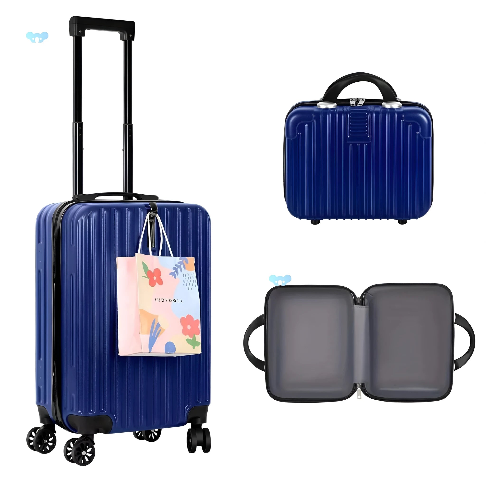 Aluminium alloy travel luggage set with 14-inch and 20-inch trunks and towel