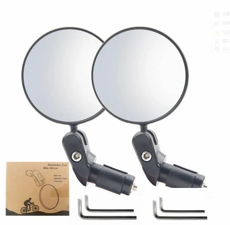 Black foldable convex blind spot mirror showing 7cm reflective surface and adjustable arm.
