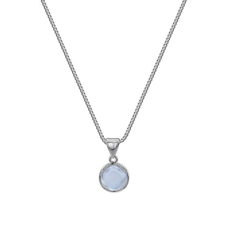 Women's Korean-style oval pendant necklace with artificial crystal geometric design on adjustable box chain