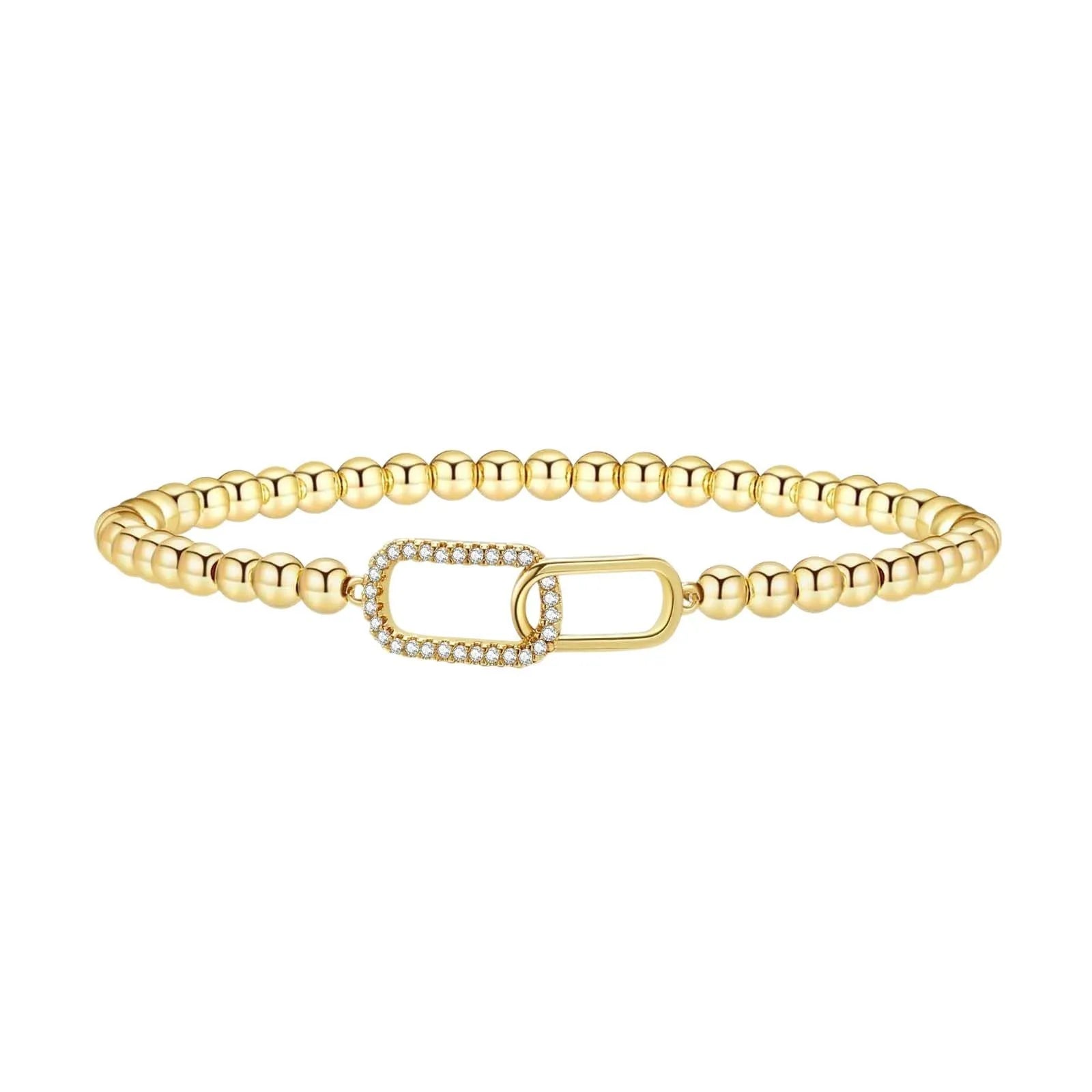 Adjustable stainless steel beaded bracelet with geometric round design in multiple colour options