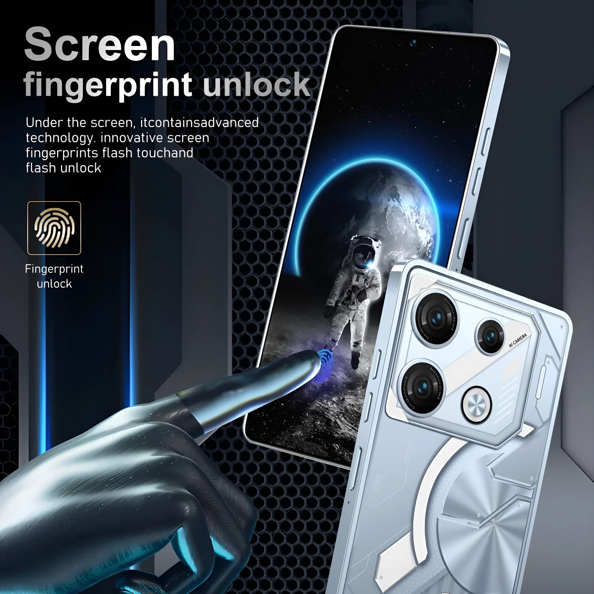 GT10 Pro Android phone in Blue with straight plate design and front display