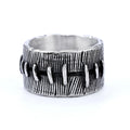 Dark punk titanium steel ring with geometric U-shape and double ring design