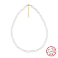 Women's adjustable freshwater pearl necklace with 6-7mm natural pearls on sterling silver chain