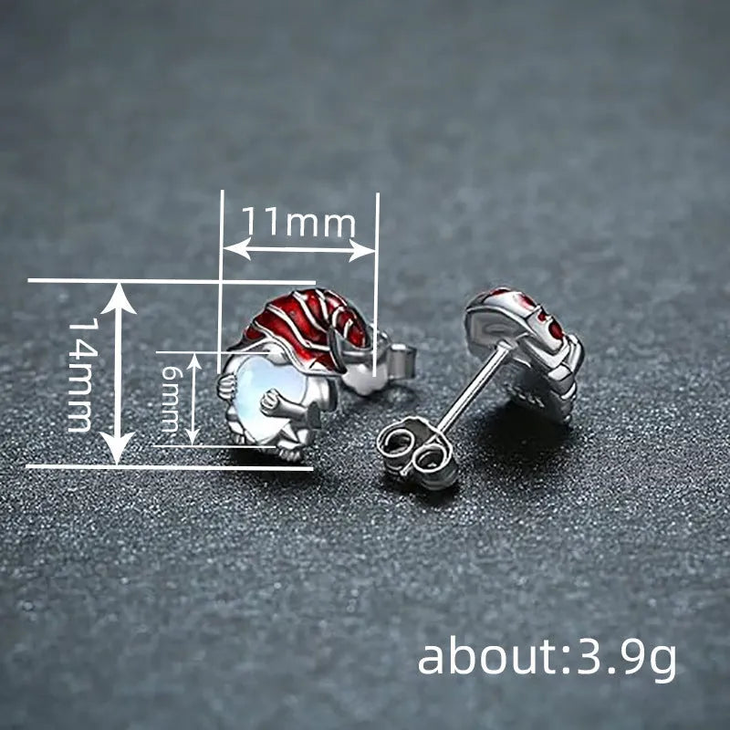 Women's Santa Claus heart-shaped earrings in white gold colour on a copper base.