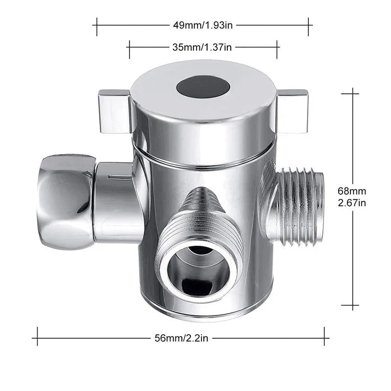 Copper shower water distributor with American bracket fittings for bathroom installation