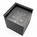 Four black plastic furniture foot mats for height adjustment of bed and sofa legs