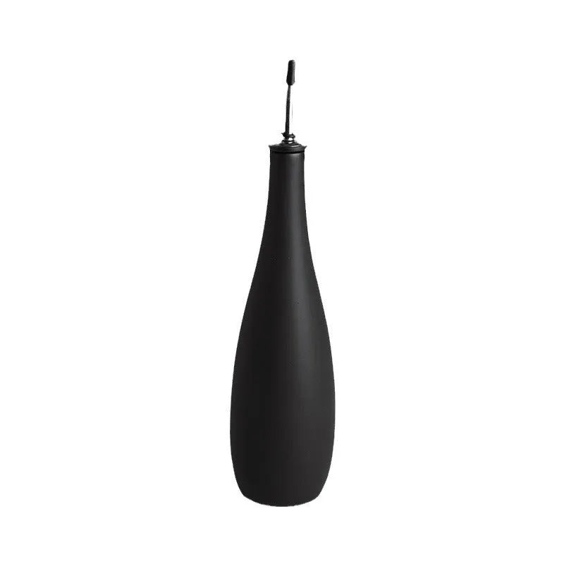 Ceramic kitchen oil pot with integrated funnel and brush in three colour options