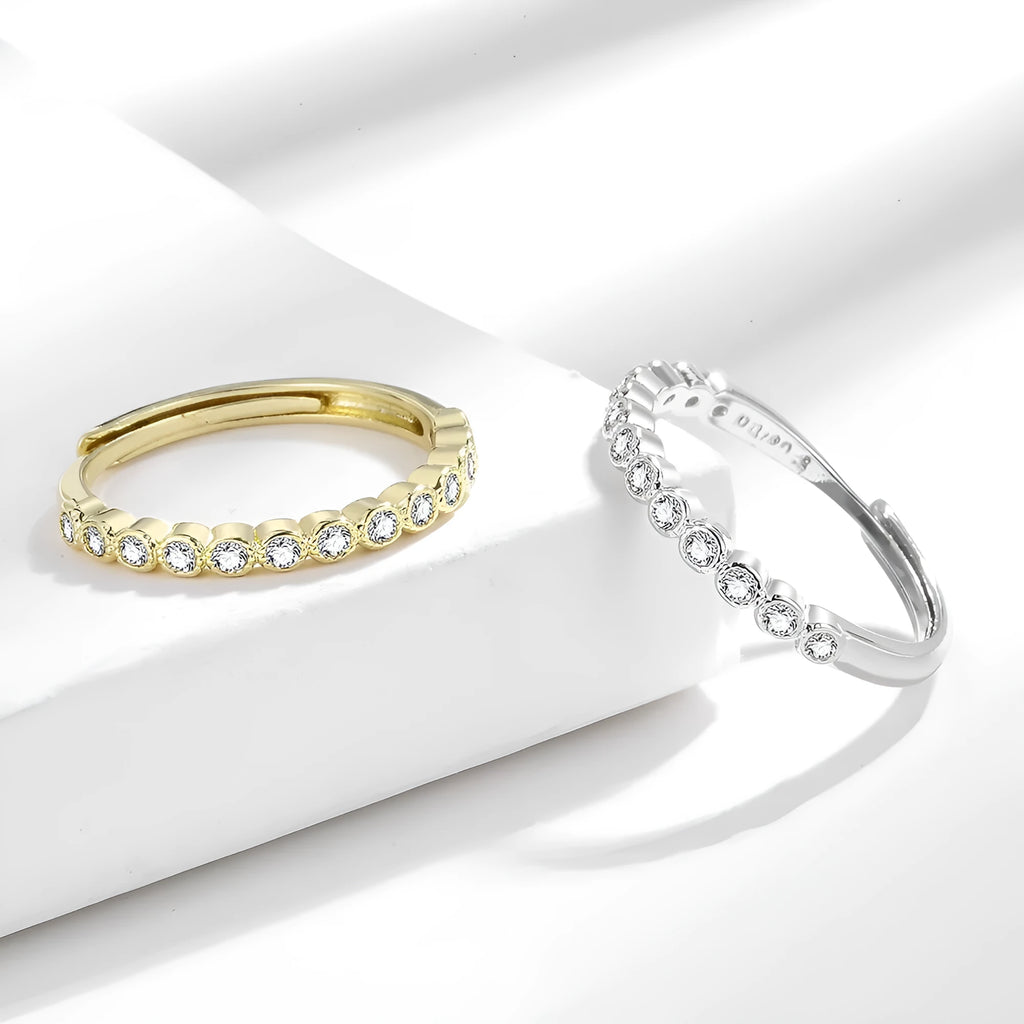 Women's open mouth ring with diamond tail design in geometric Korean style, electroplated white gold or yellow gold colour