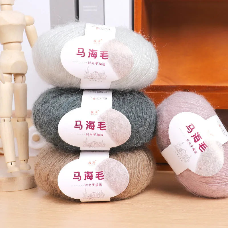 Mohair wool ball for DIY hand-woven scarf kit in choice of 34 colours