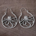 Antique silver vintage-style octopus earrings made from zinc alloy.