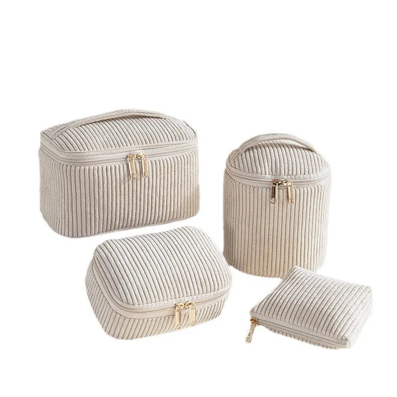 Four cube-style flannelette makeup bags in polyester with modern simplicity design