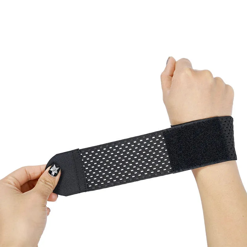 Athletic wristguards with elastic breathable construction in black, grey, and pink colours