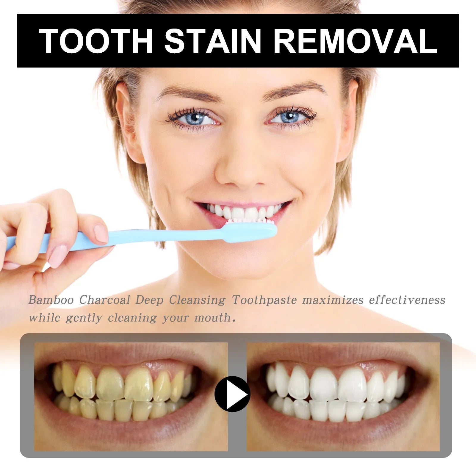 30ml tube of bamboo charcoal bright white toothpaste for stain removal