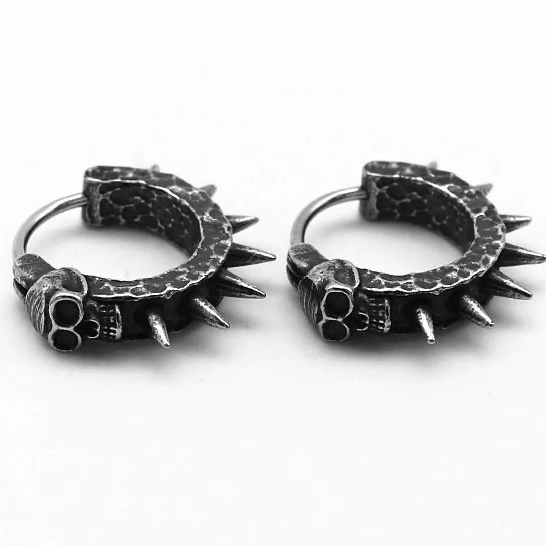 Copper plastic punk motorcycle geometric alloy earrings in retro black colour