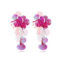 Handmade string bead flower earrings in dopamine style with exaggerated floral design