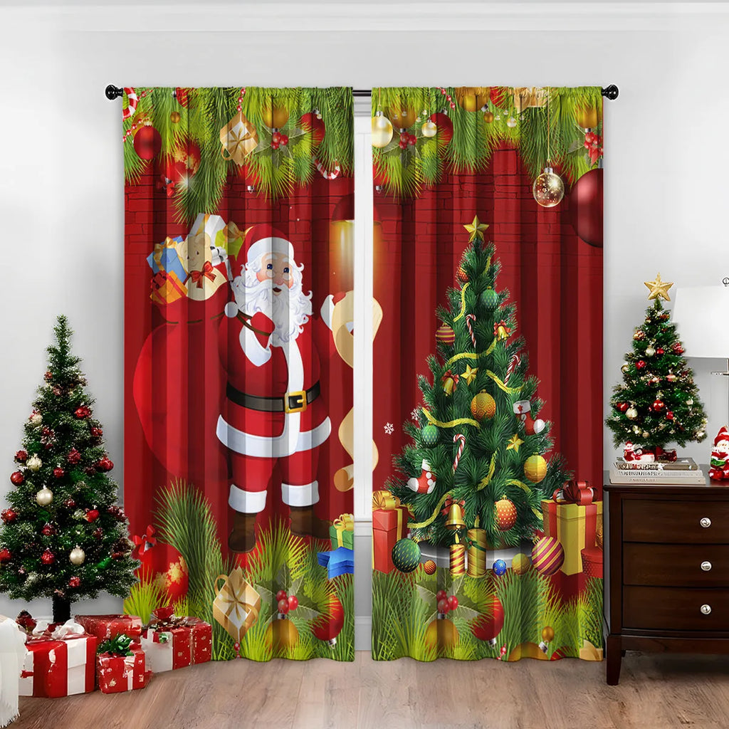 3D digitally printed Christmas curtains with modern pattern in polyester fabric