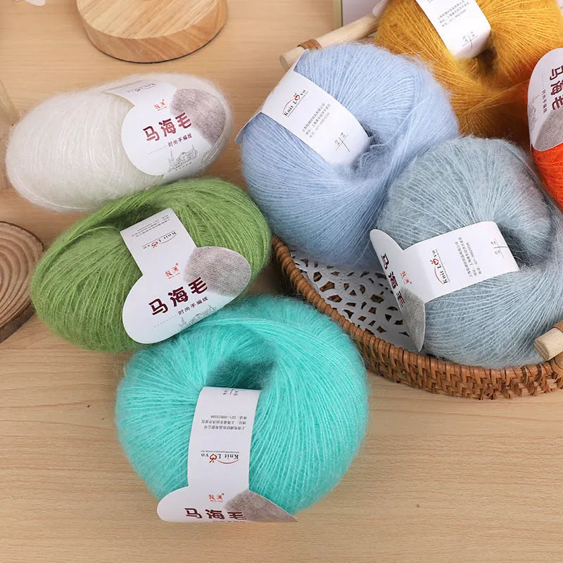 Mohair wool ball for DIY hand-woven scarf kit in choice of 34 colours