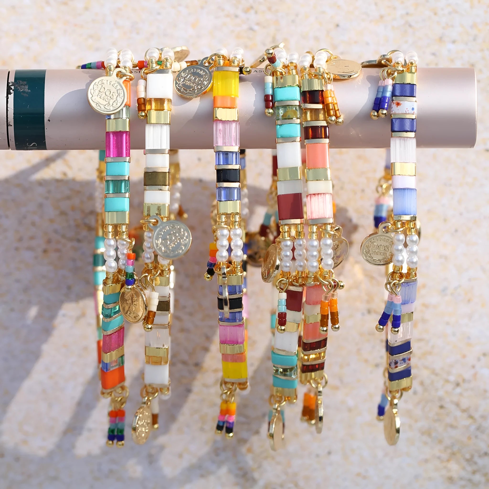 Women's imitation pearl and glass beaded bracelet in European and American style