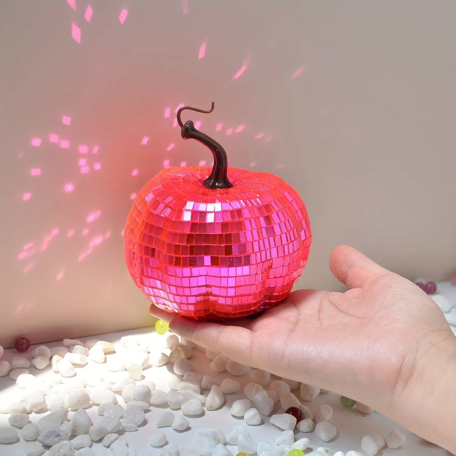 Chinese style glass Halloween pumpkin ornament in bionic design with embroidered glass construction