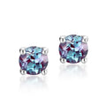 Silver geometric ear studs with round Alexander stone in cultivate colour