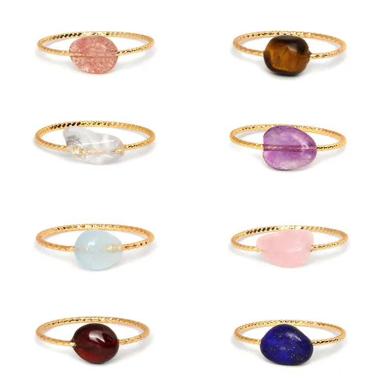 Women's geometric agate ring with coloured stone in original niche design