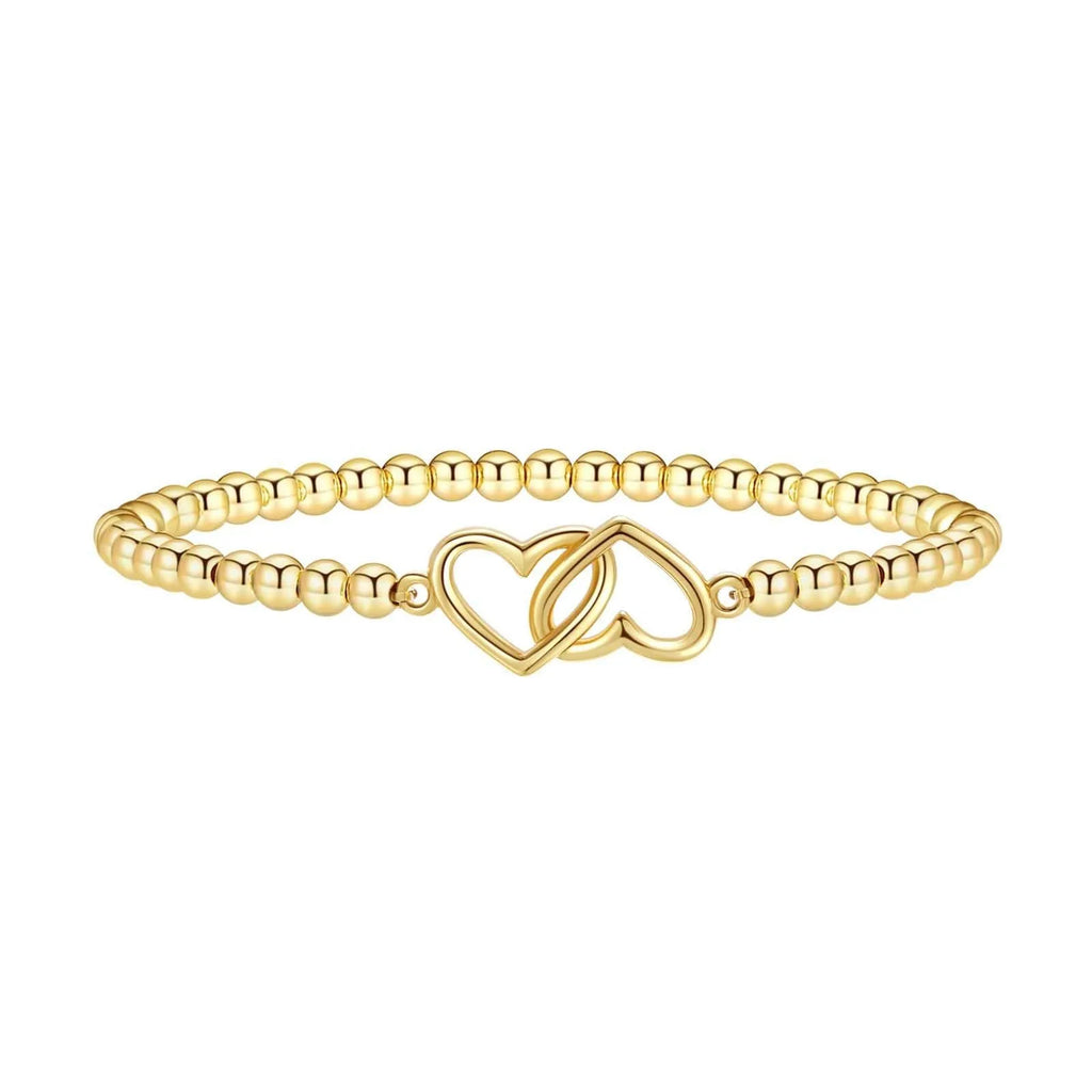 Adjustable stainless steel beaded bracelet with geometric round design in multiple colour options