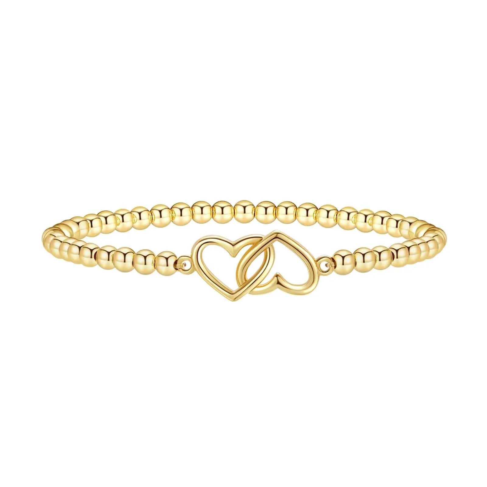 Adjustable stainless steel beaded bracelet with geometric round design in multiple colour options