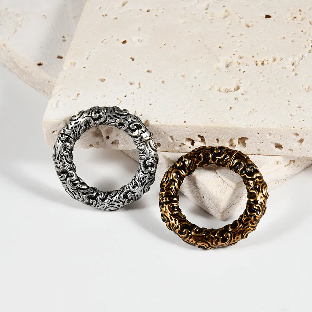 Stainless steel fashion earrings with electroplated totem pattern in various colour options