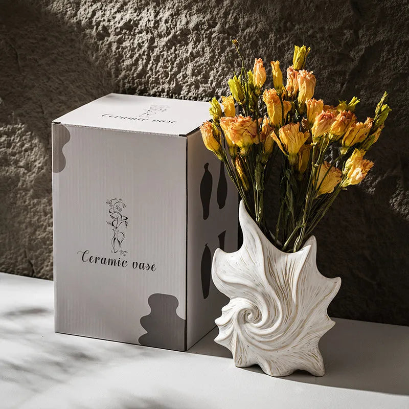 French art ceramic vase with coloured glaze finish in European retro design