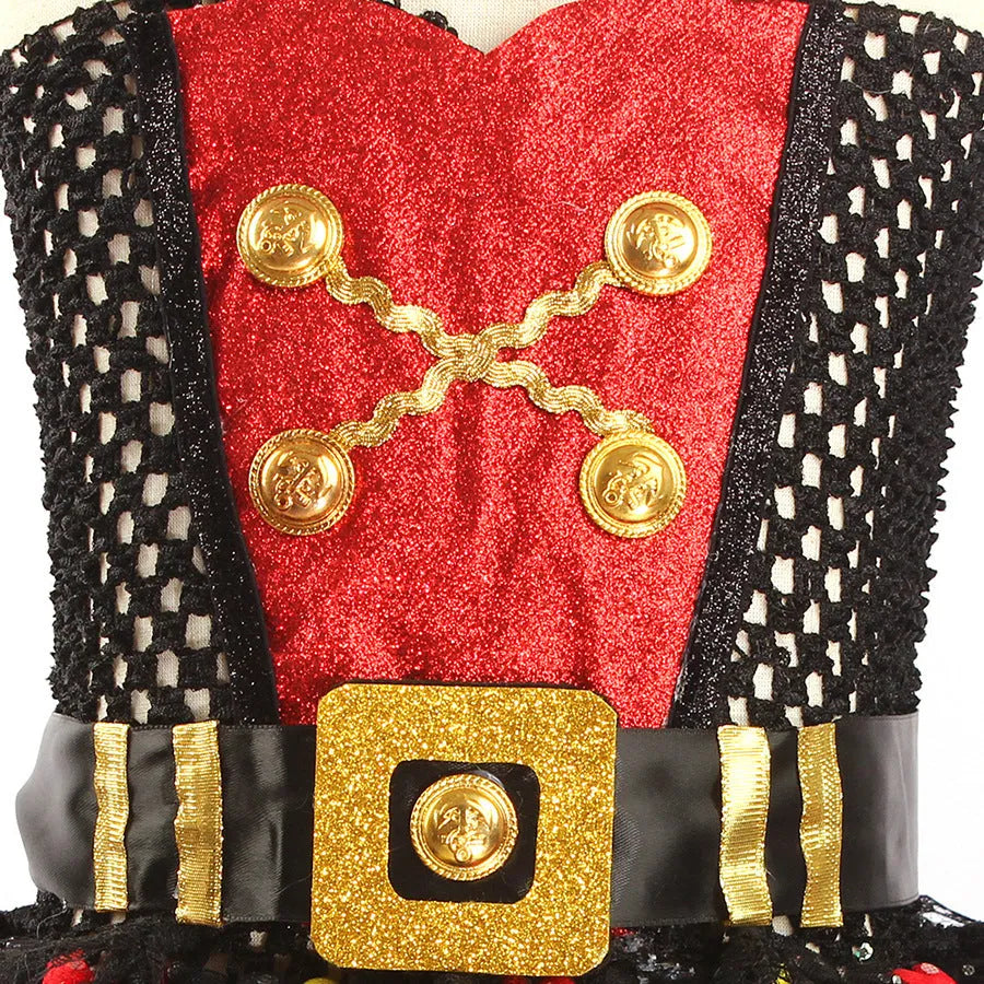 Girls Halloween pirate costume dress with sequin gauze fabric and pirate skirt design