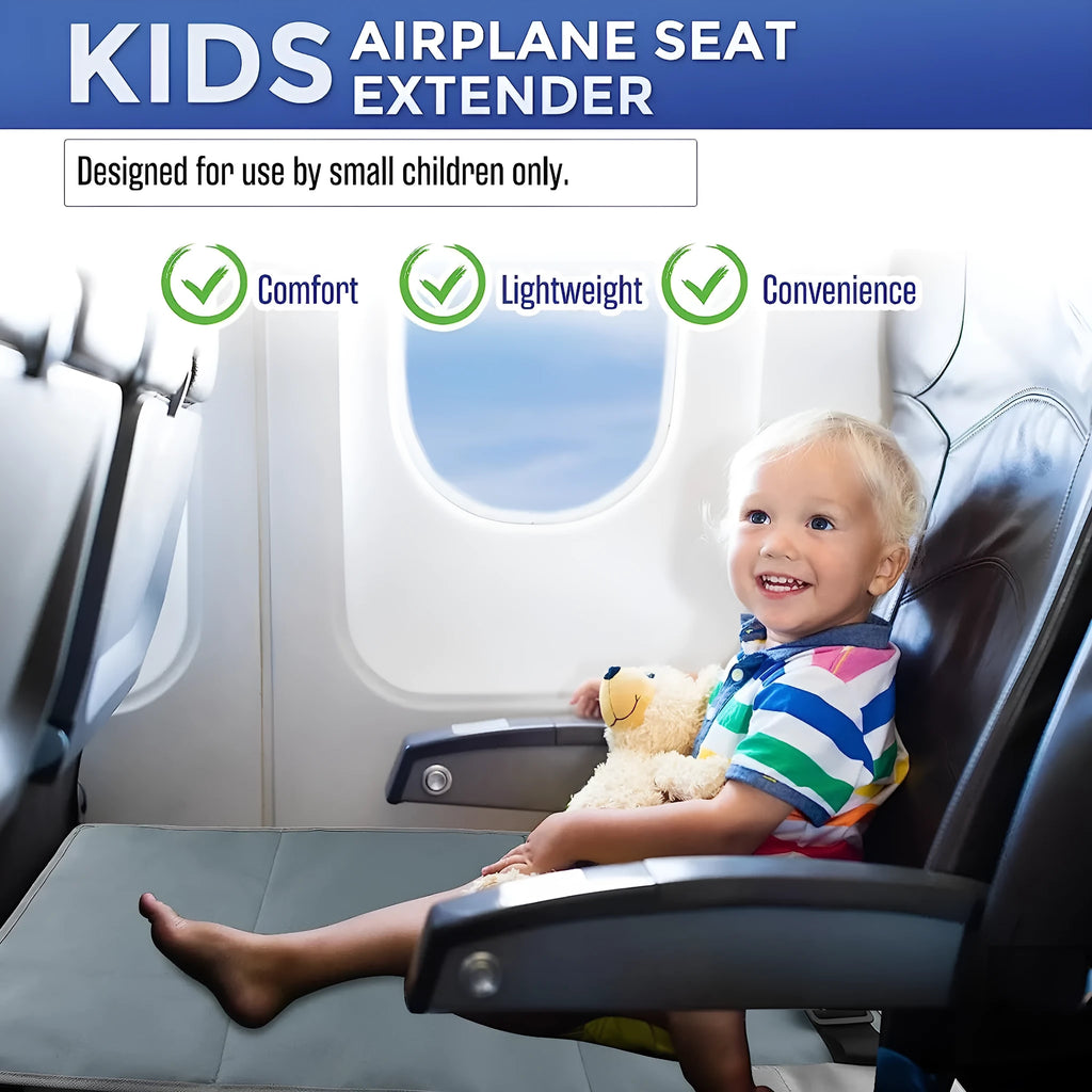 Portable children's aircraft pedal seat extender in nylon with optional drawstring pocket in blue colour