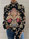 Black line 3D pattern turtleneck sweater with loose fit and regular sleeves