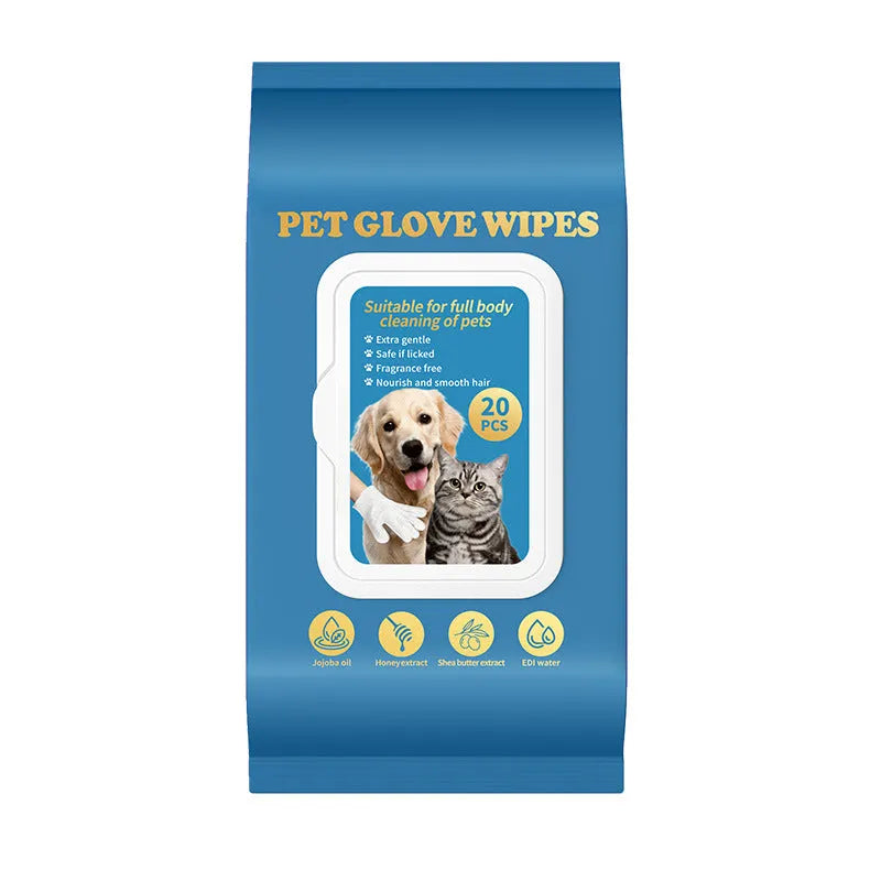 Disposable pet gloves for cat and dog bathing and grooming tasks in 20 piece pack