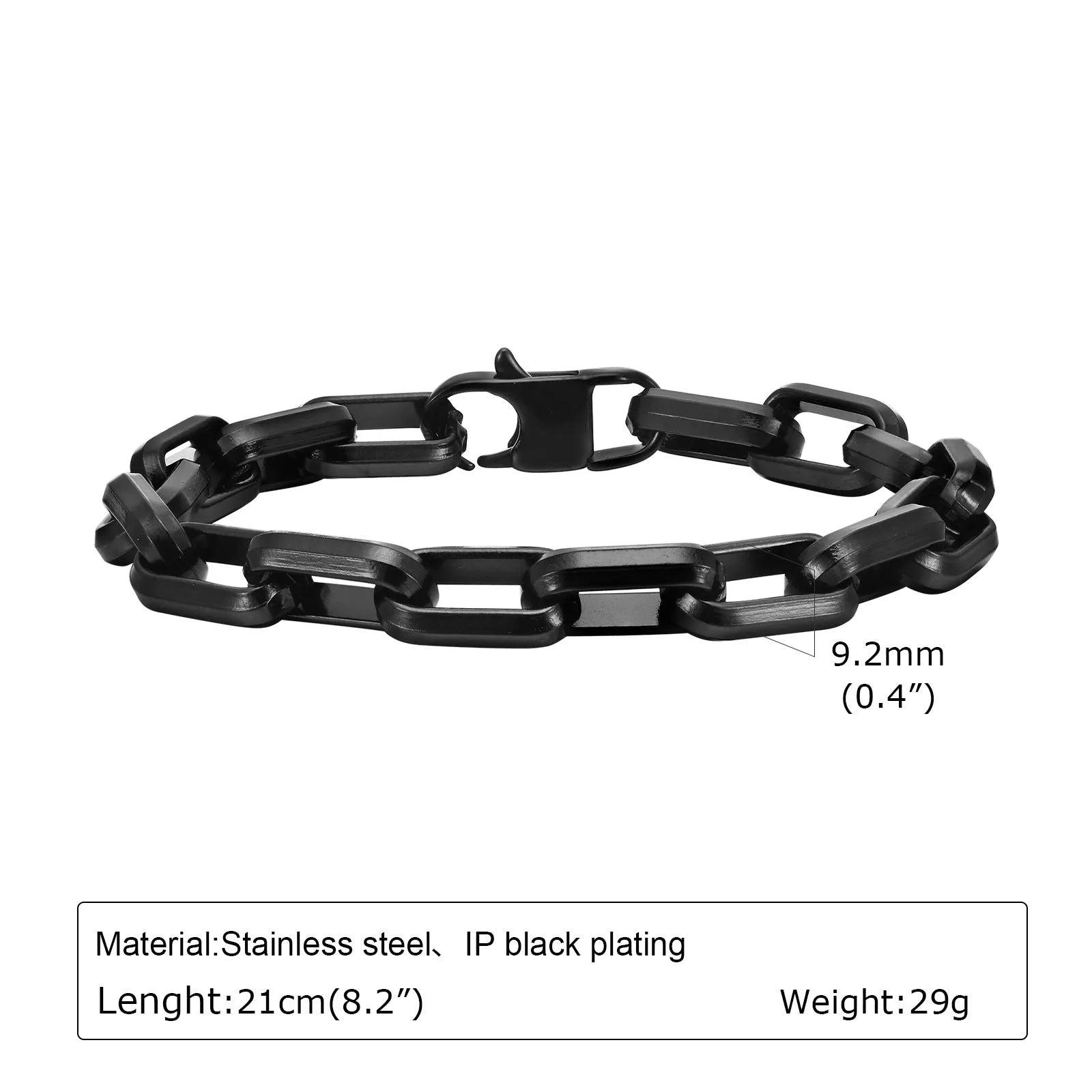 Men's stainless steel square chain bracelet in titanium steel with simple design