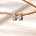 Women's stainless steel U-shaped clip earrings with zircon embellishment in E5772P colour
