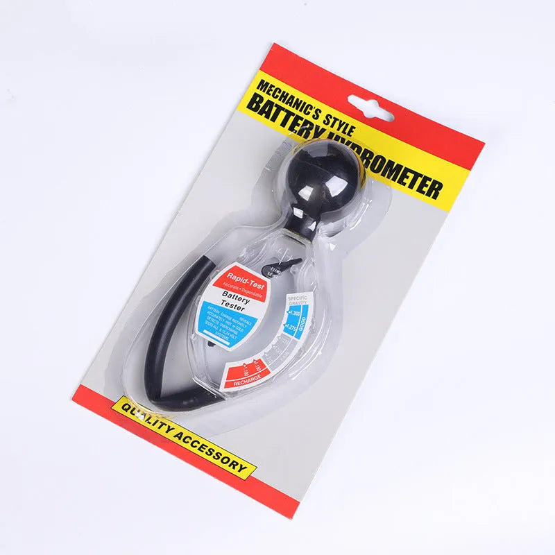 Electrolyte hydrometer for lead acid battery testing with suction bulb and measurement scale
