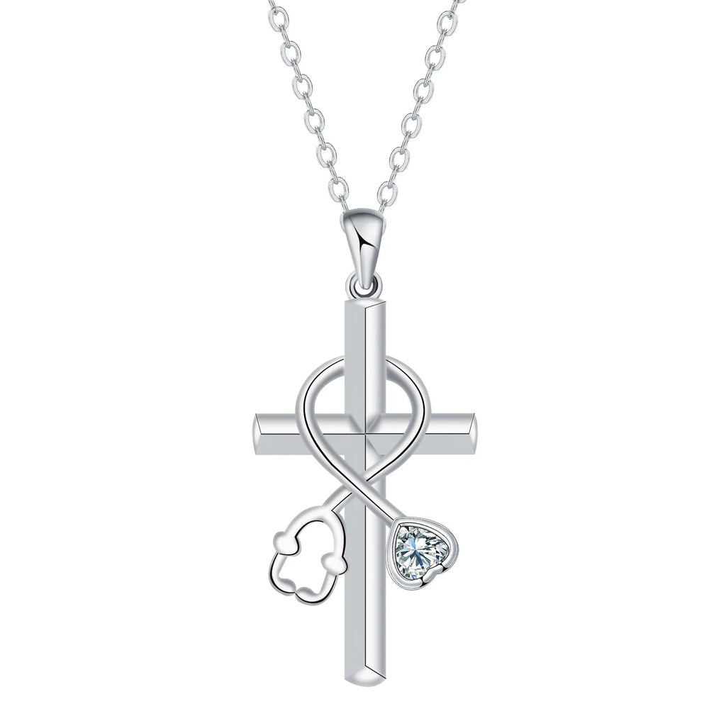 Women's copper cross stethoscope necklace with electroplated finish and original design