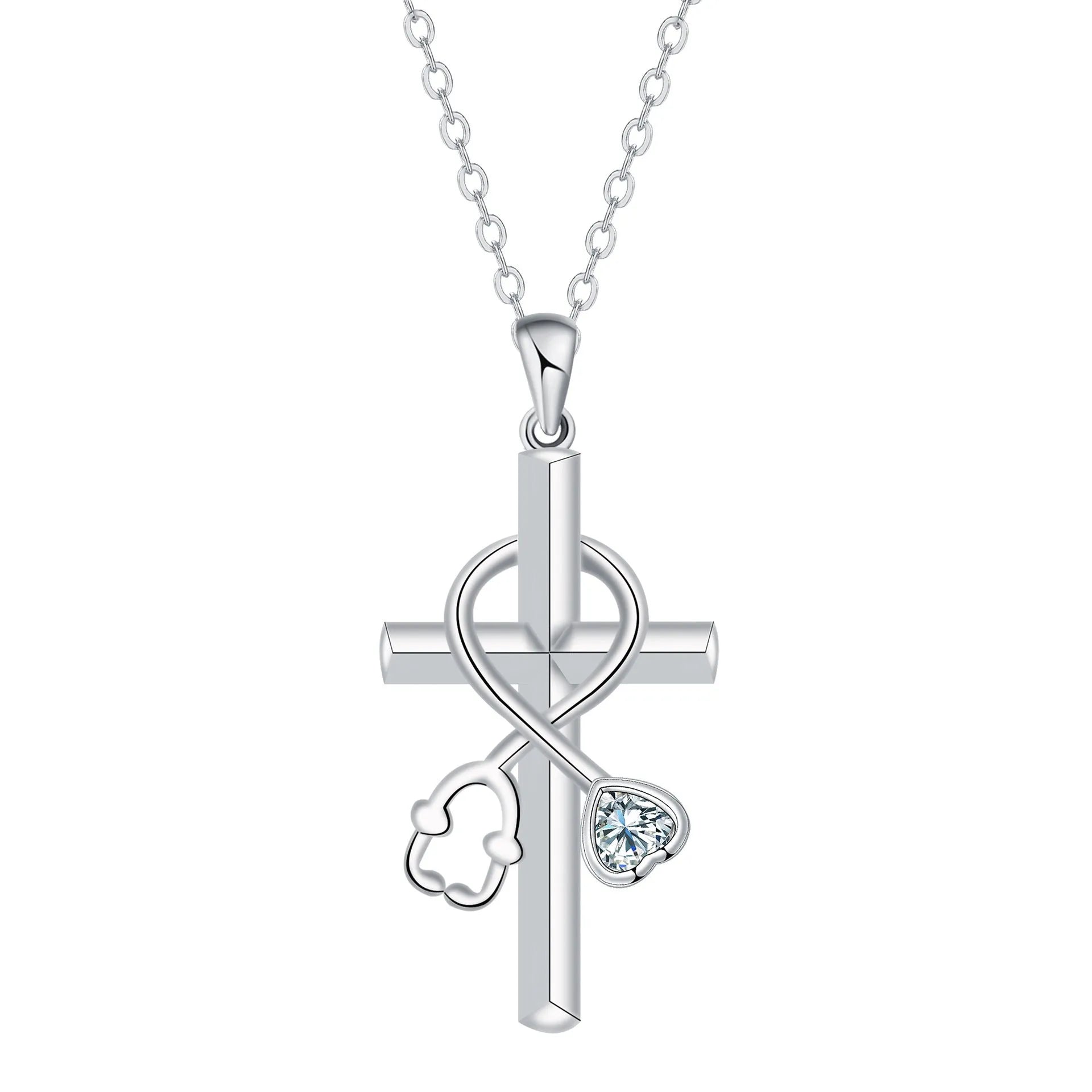 Women's copper cross stethoscope necklace with electroplated finish and original design
