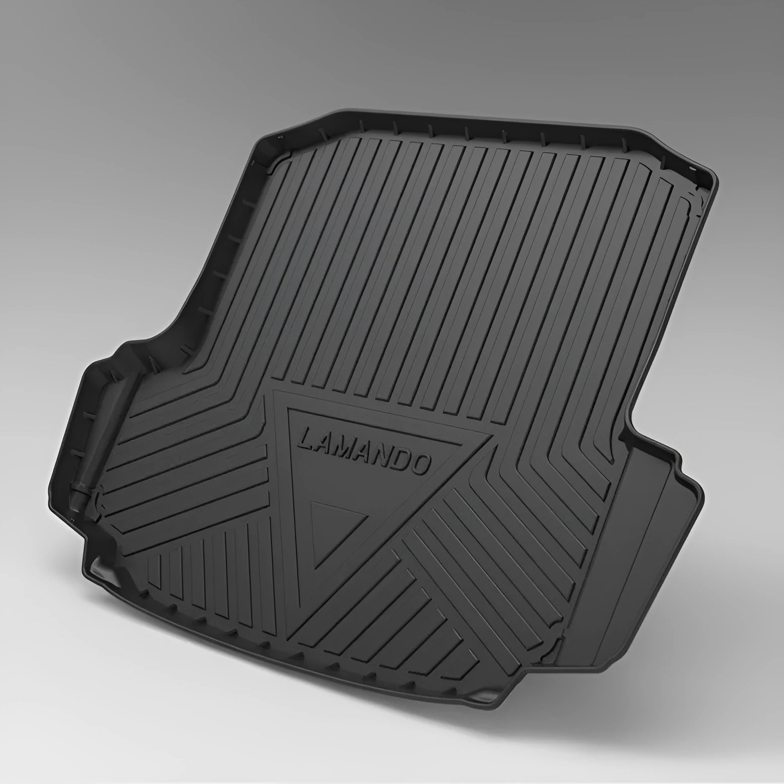 Black carbon fibre pattern TPE car boot liner mat for trunk protection.
