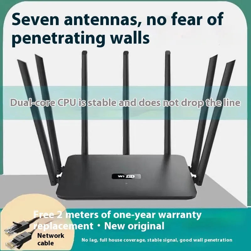 Black and white dual-band 5G Gigabit router with whole-home Wi-Fi coverage
