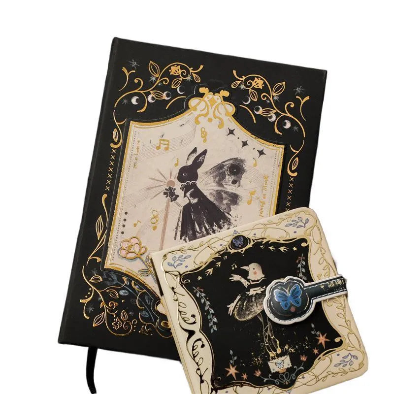 Gothic style A5 notebook with retro animal artwork in three cover colour options