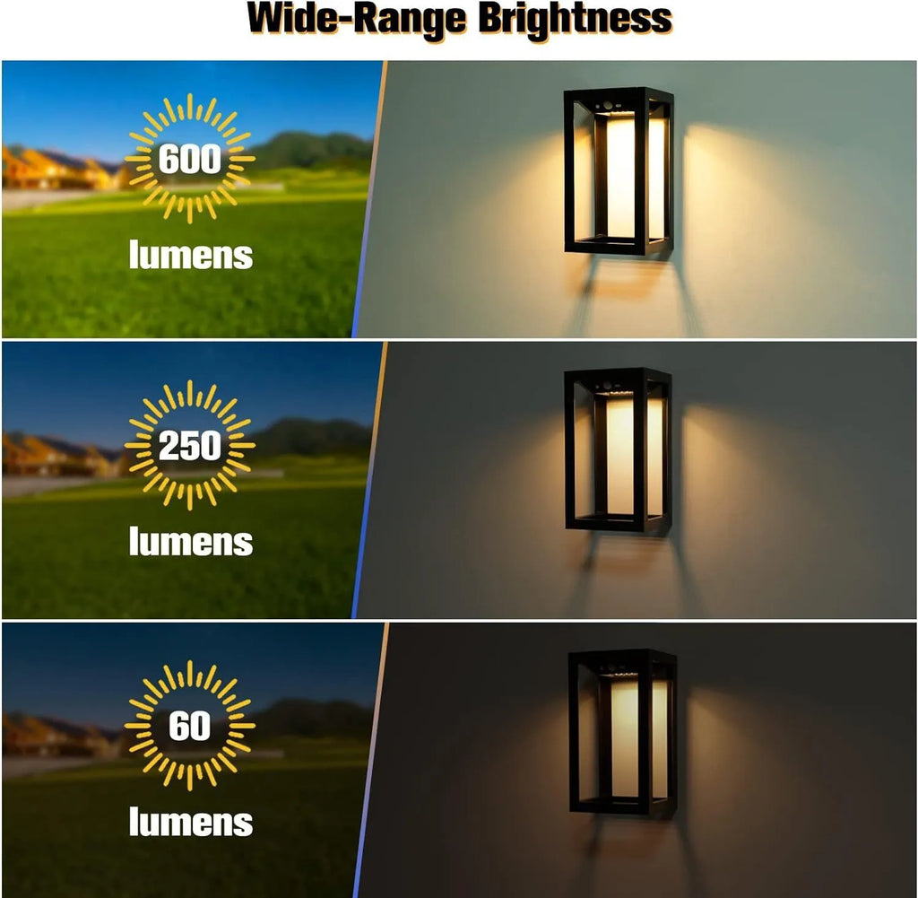 Modern Chinese outdoor wall lamp with solar panel and IP65 waterproof rating for garden installation