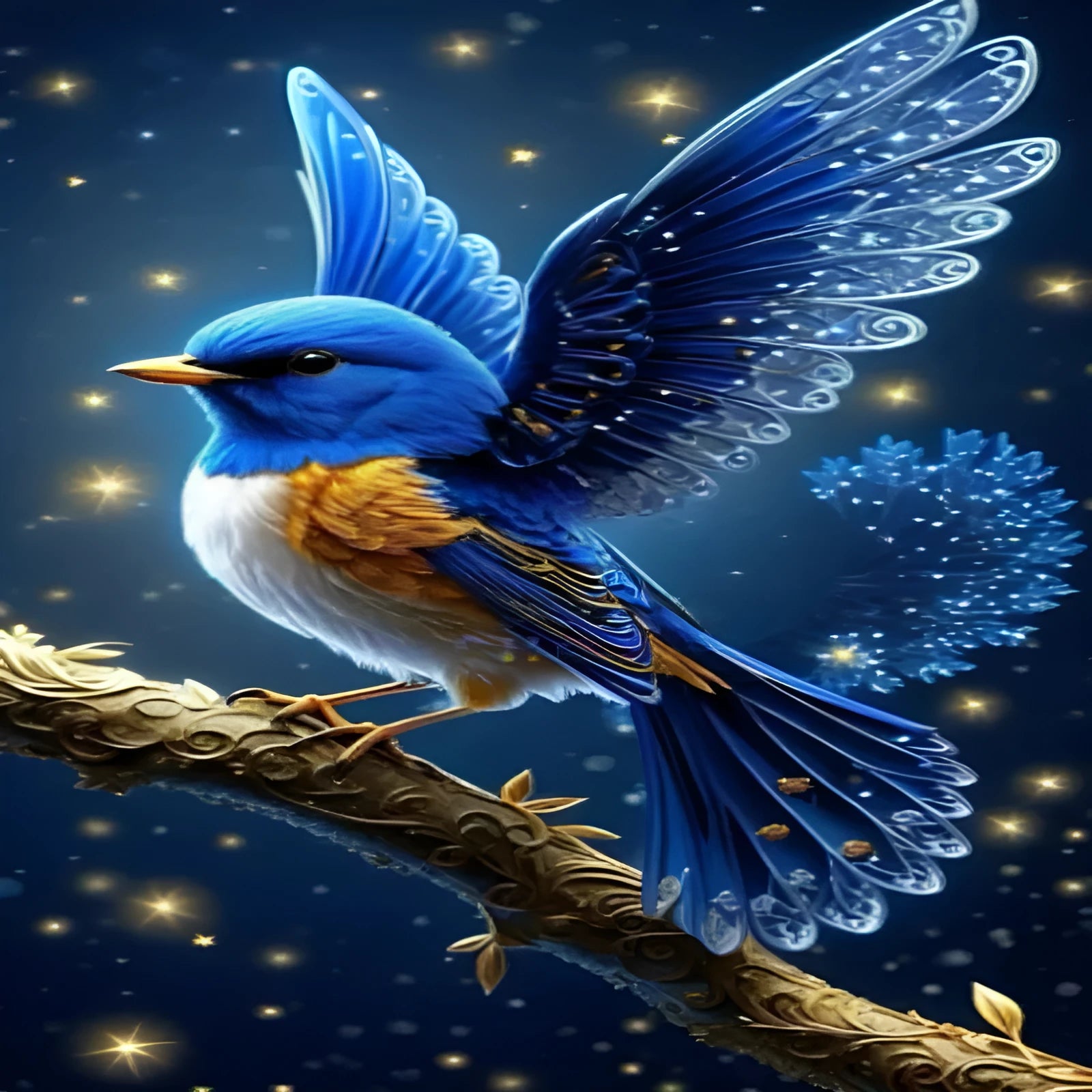 Blue Bird design DIY diamond painting kit with rhinestones on 60x100cm canvas
