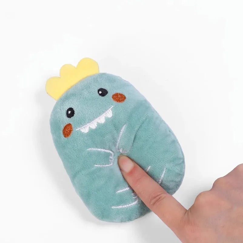 Plush catnip chewing toy with squeaker in assorted colours