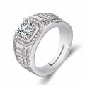 Adjustable copper men's ring featuring a large square diamond design in a gold tone finish.